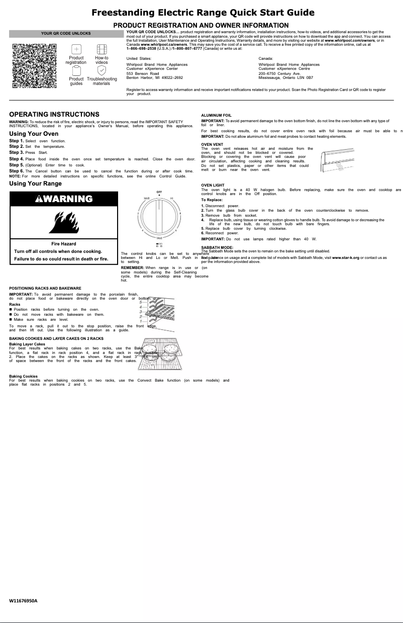 Page 1 de la notice Guide de démarrage rapide Whirlpool YWFC150M0JB