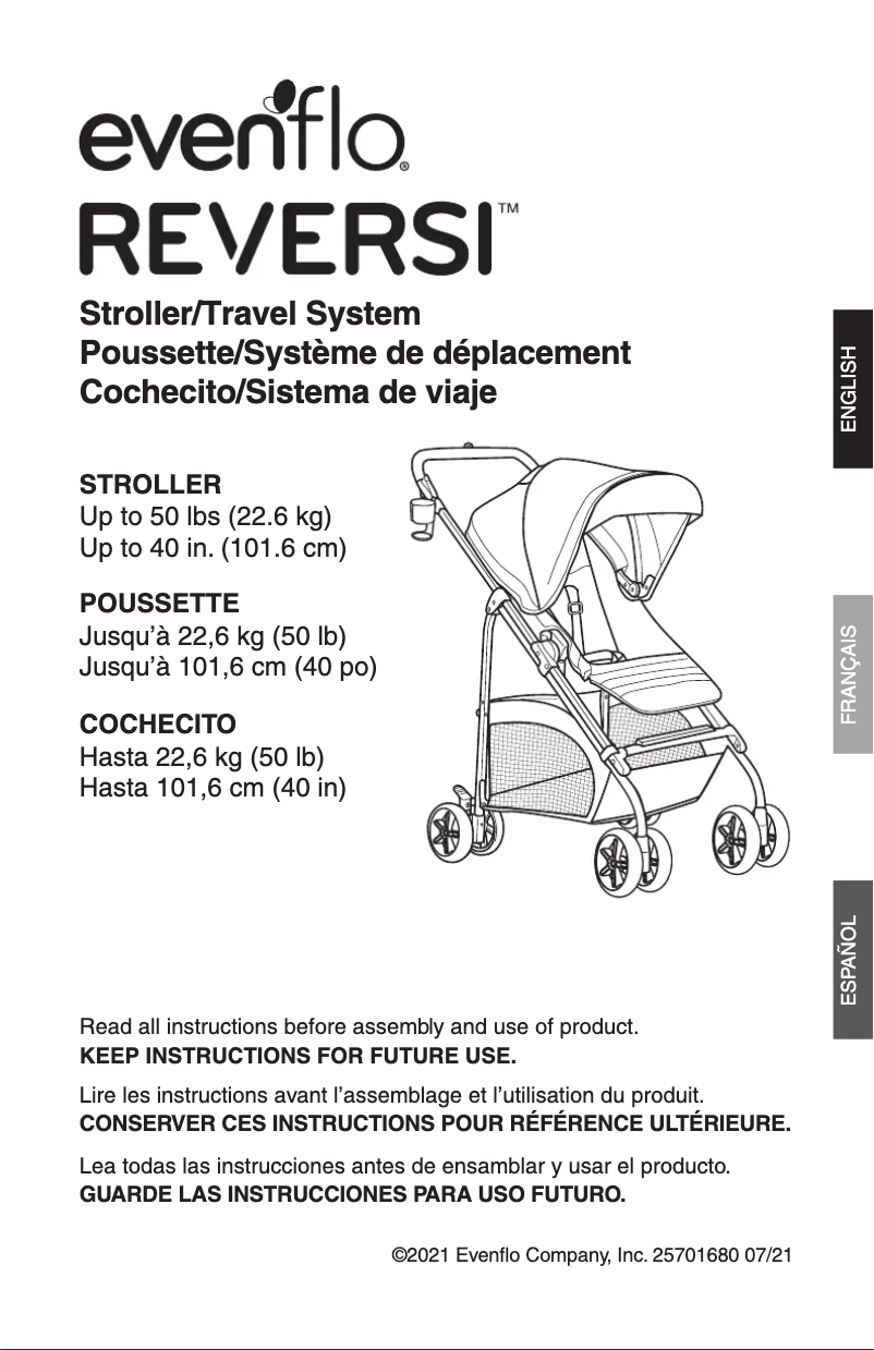 Page 1 de la notice Manuel utilisateur Evenflo Reversi