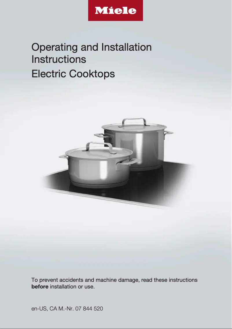 Page n°1 - Guide d'installation Miele KM 5621 208V