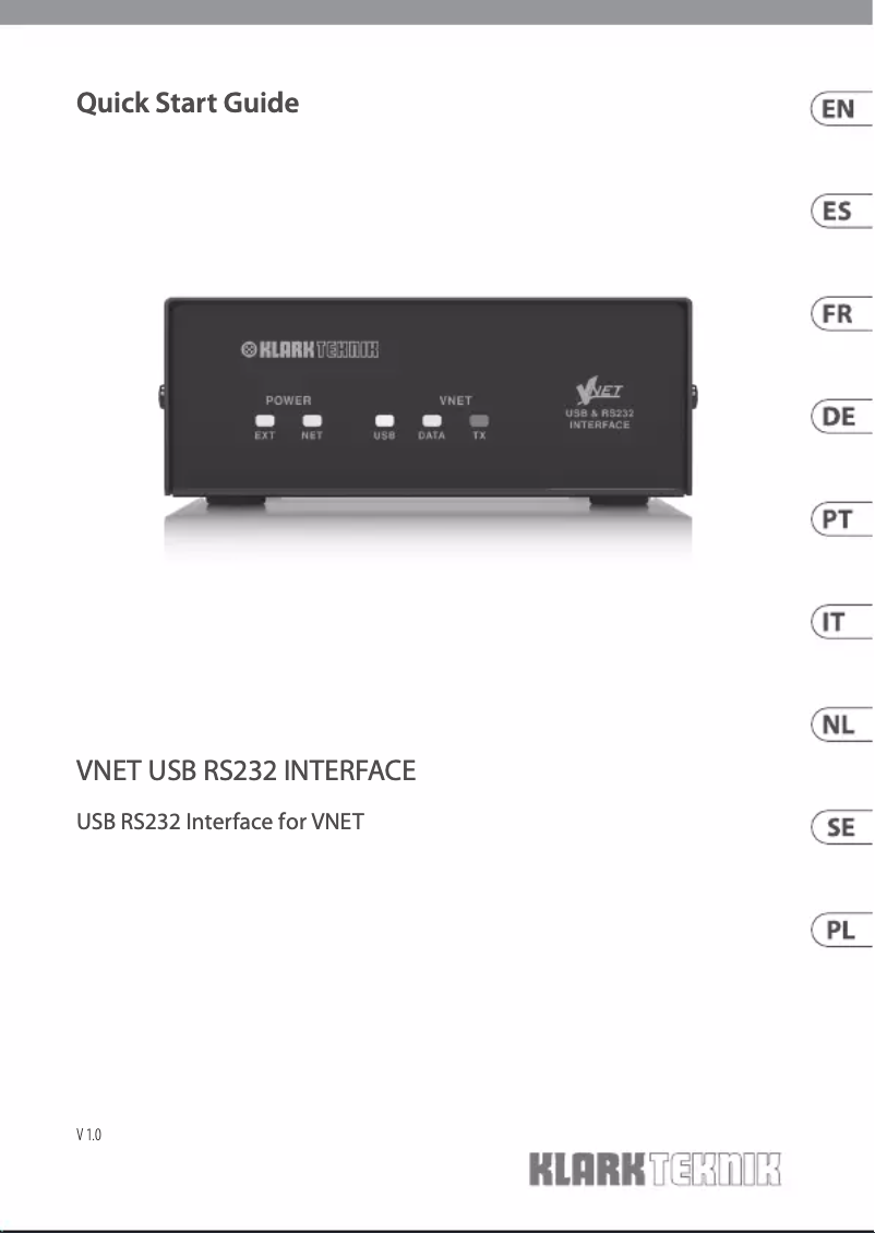 Image de la première page du manuel de l'appareil Vnet USB RS232 Interface