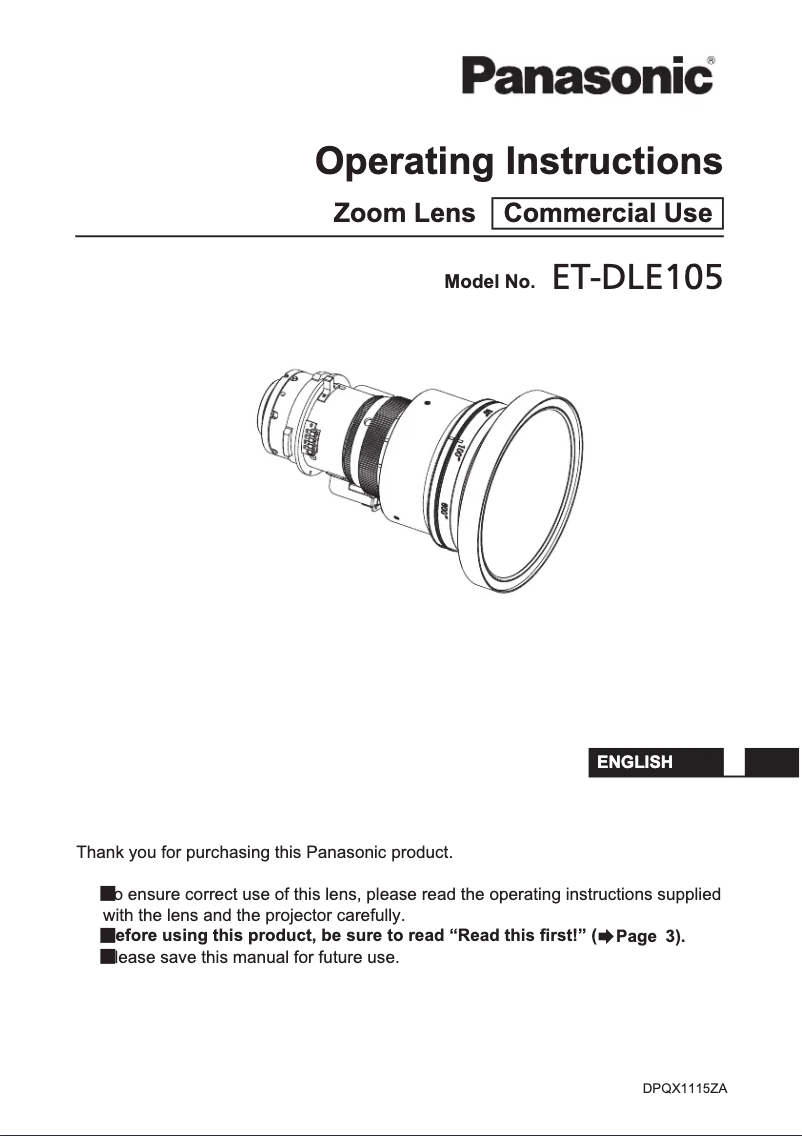 Page 1 de la notice Manuel utilisateur Panasonic ET-DLE105
