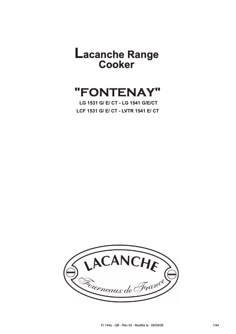Page 1 de la notice Manuel utilisateur Lacanche LCF 1531