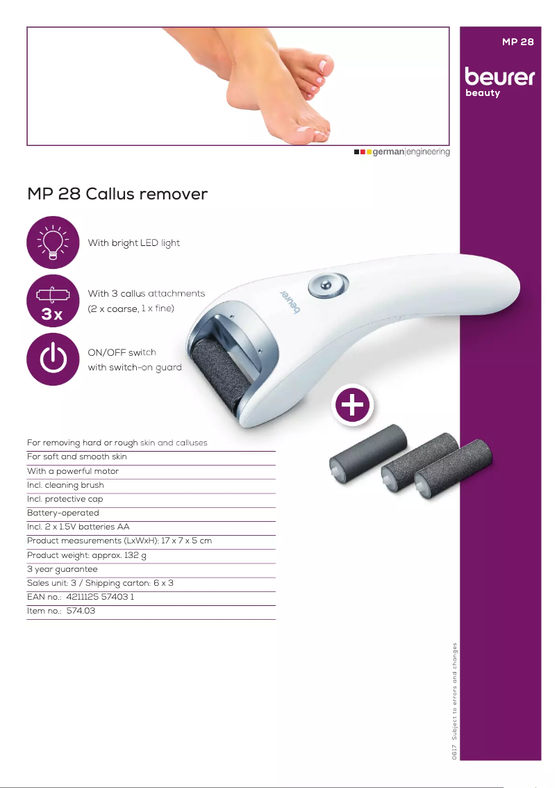 Page n°1 - Fiche technique Beurer MP 28