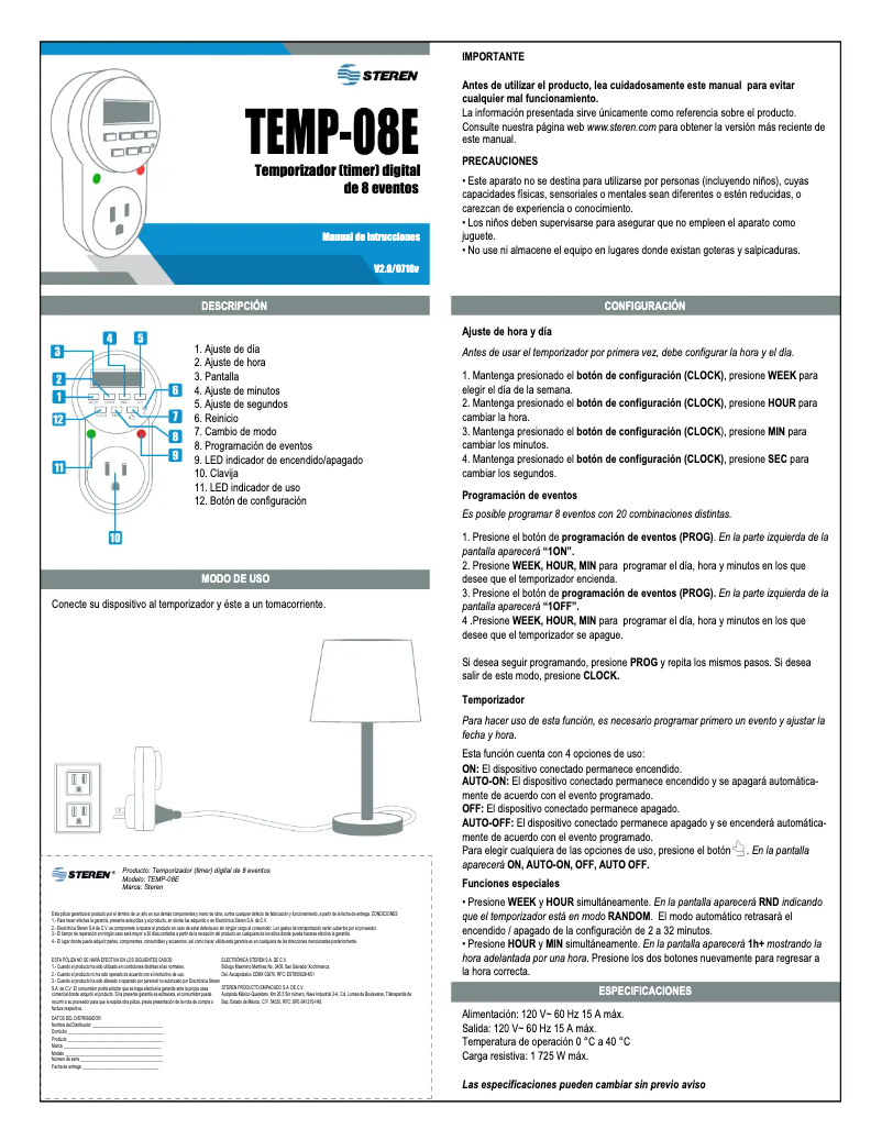 Page 1 de la notice Manuel utilisateur Steren TEMP-08E