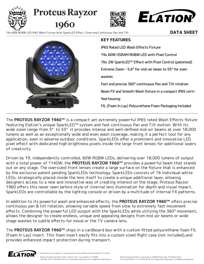 Image de la première page du manuel de l'appareil PROTEUS RAYZOR 1960