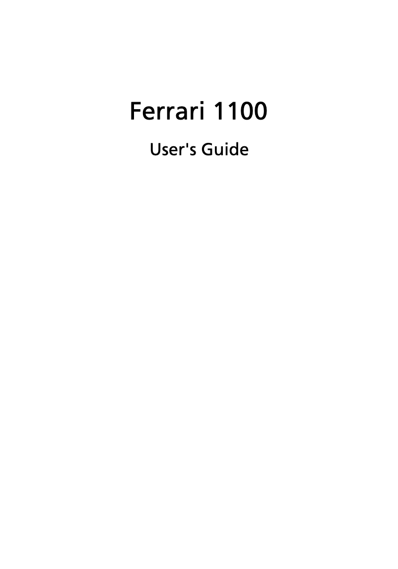 Page n°1 - Manuel utilisateur Acer Ferrari 1100