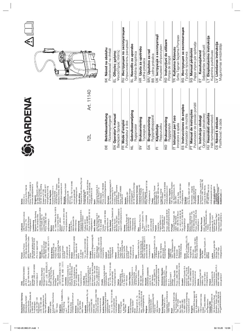 Page n°1 - Manuel utilisateur Gardena 12L 11140