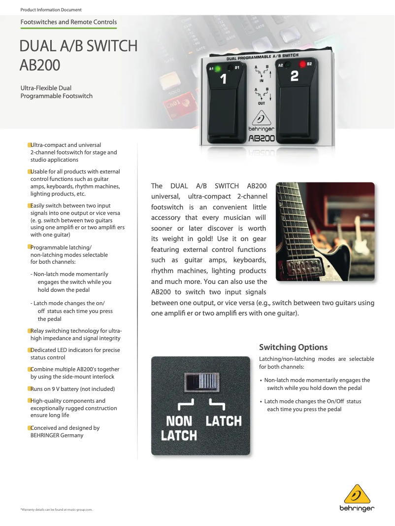 Image de la première page du manuel de l'appareil Dual A/B Switch AB200