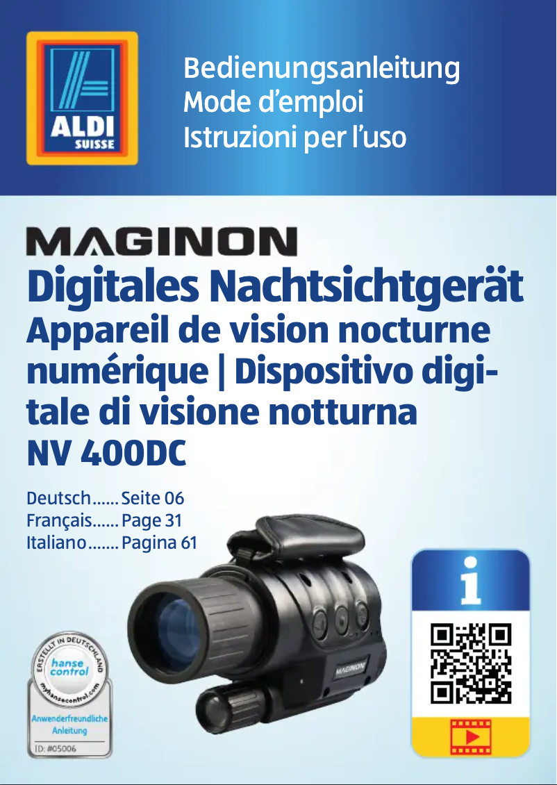 Page n°1 - Manuel utilisateur Maginon NV 400DC