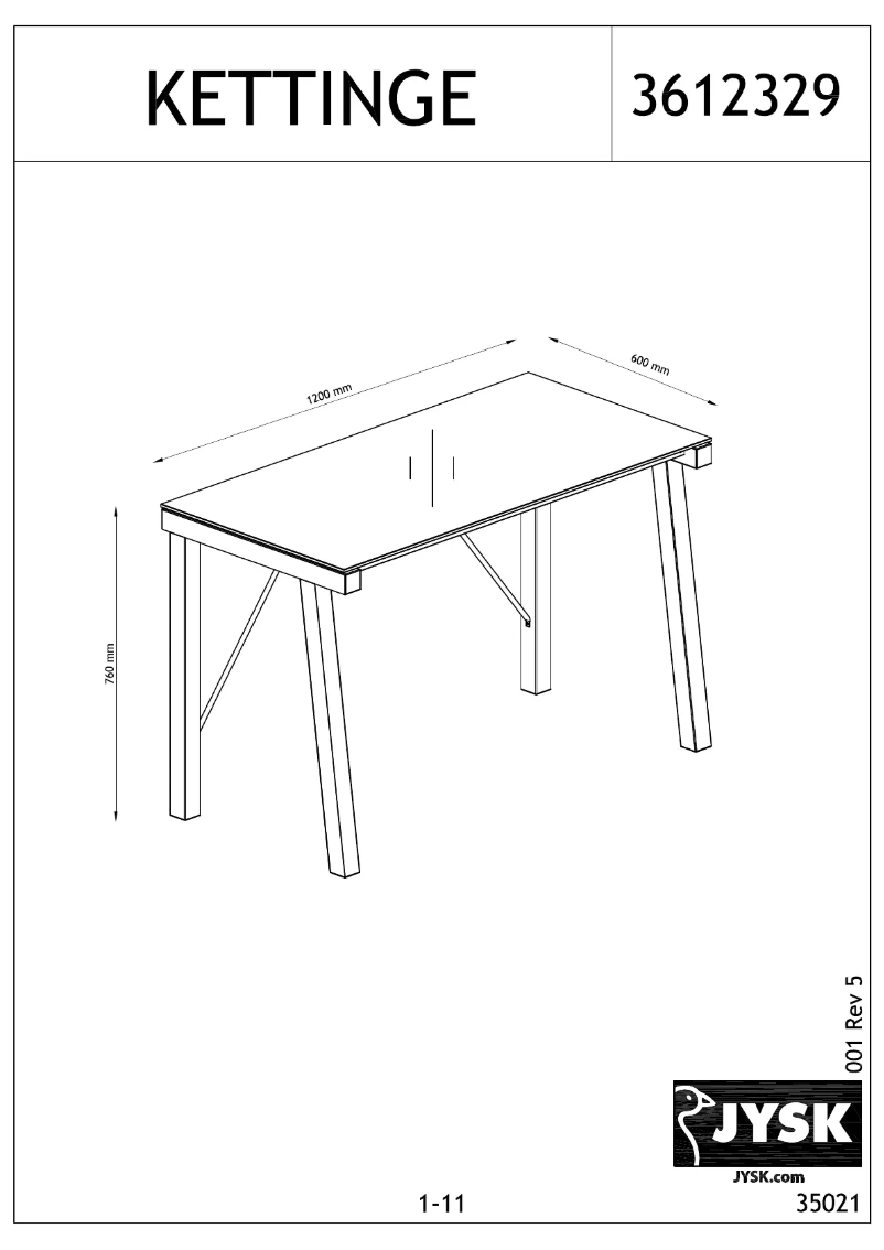 Page 1 de la notice Manuel utilisateur JYSK Kettinge (120x75x60)