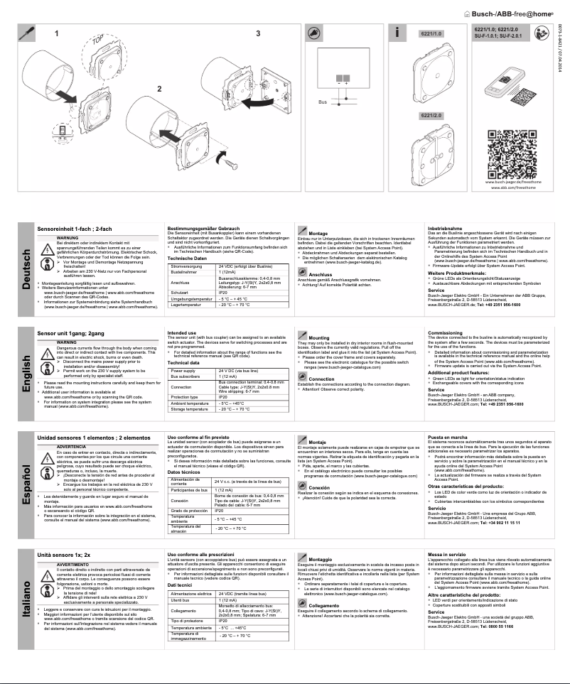 Page 1 de la notice Manuel utilisateur Busch-Jaeger 2CKA006220A0002