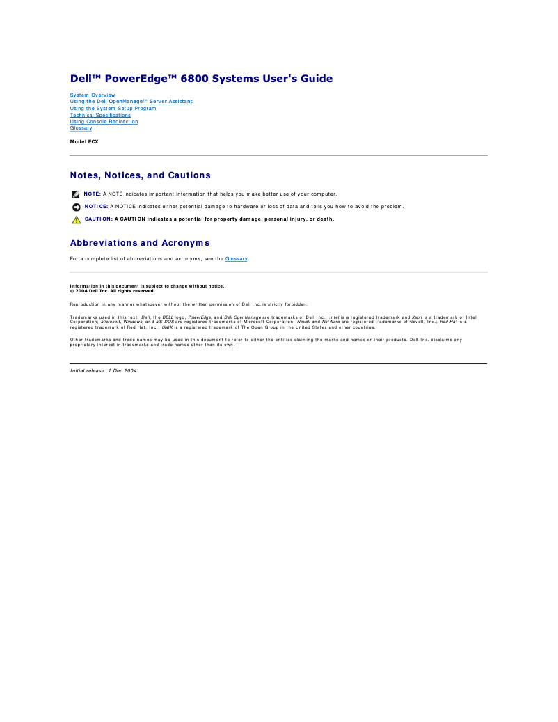 Page 1 de la notice Manuel utilisateur Dell PowerEdge 6800