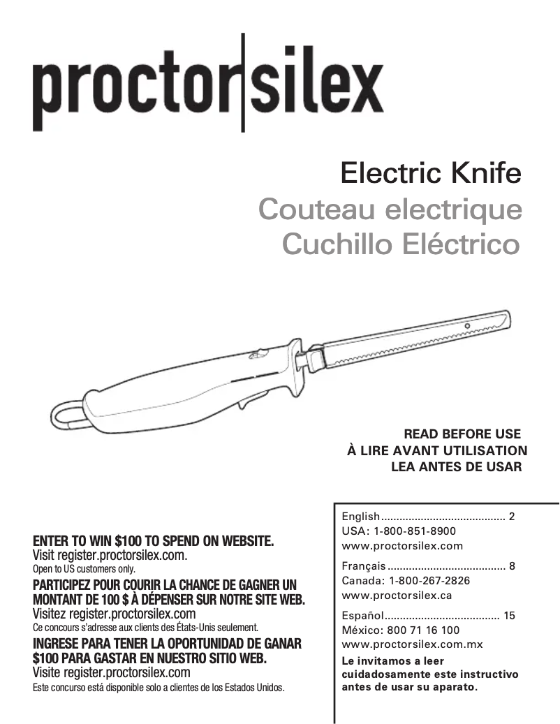 Page n°1 - Manuel utilisateur Proctor Silex 74311PS