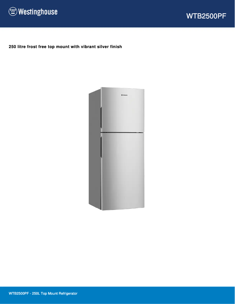 Page 1 de la notice Fiche technique Westinghouse WTB2500PF