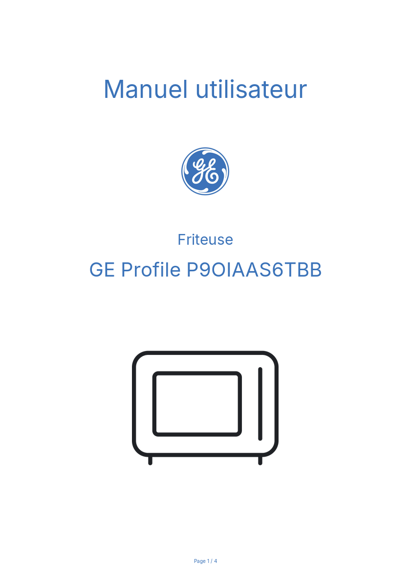 Page n°1 - Manuel utilisateur GE Profile P9OIAAS6TBB
