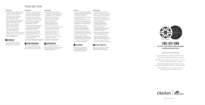 Page 1 de la notice Manuel utilisateur Clarion CMS-651-SWB