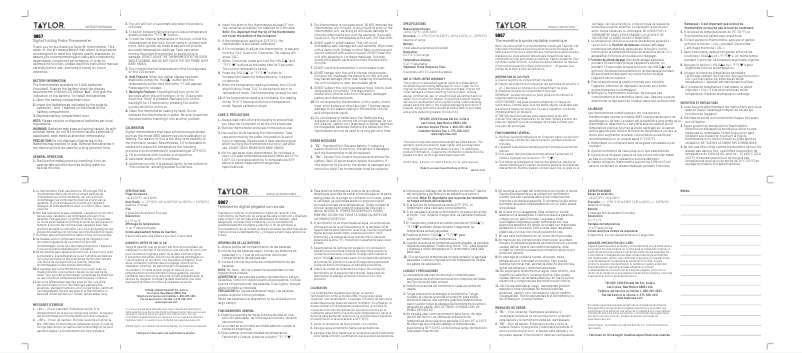 Page 1 de la notice Manuel utilisateur Taylor 9867B