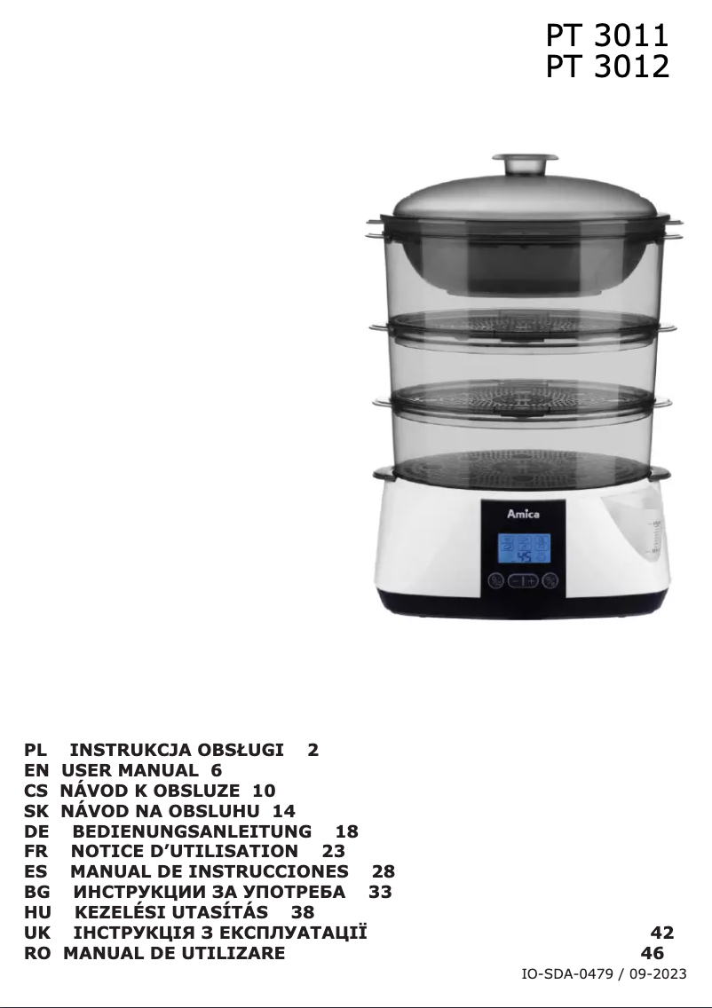 Page 1 de la notice Manuel utilisateur Amica Lunaris PT 3011