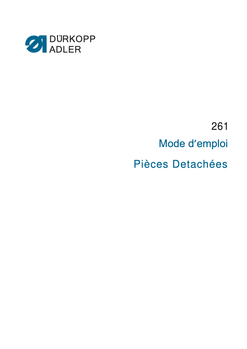 Page n°1 - Manuel utilisateur Dürkopp Adler 261-01