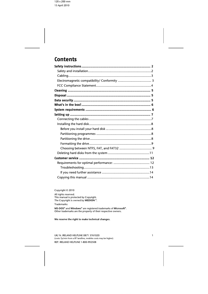 Page n°1 - Manuel utilisateur Medion E82724 (MD 90137)