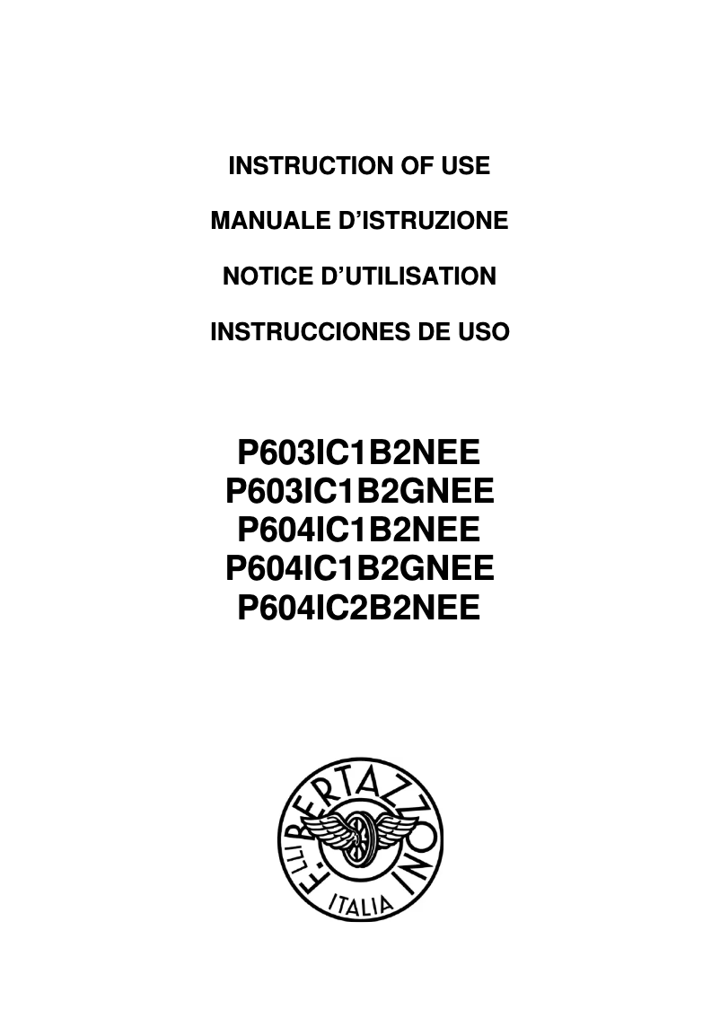 Page 1 de la notice Manuel utilisateur Bertazzoni P603IC1B2GNEE
