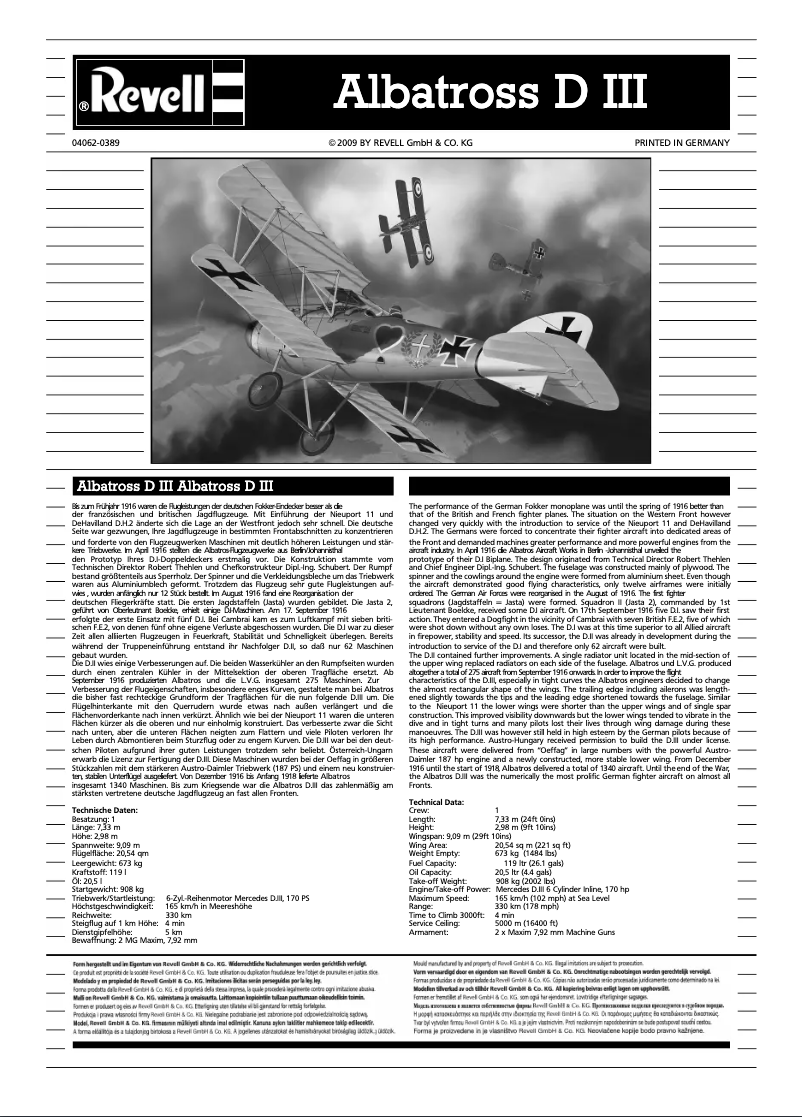 Página 1 del manual Manual de usuario Revell Albatross D.III
