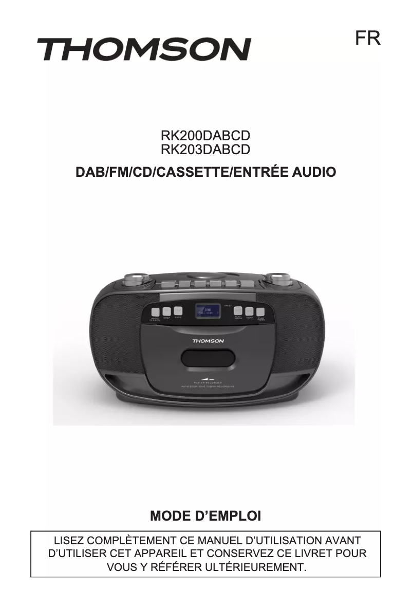 Image de la première page du manuel de l'appareil RK200DABCD