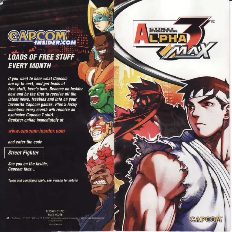 Image de la première page du manuel de l'appareil Street Fighter Alpha - Warriors Dreams (PSP)