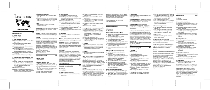 Page 1 de la notice Manuel utilisateur Lexibook E10Z