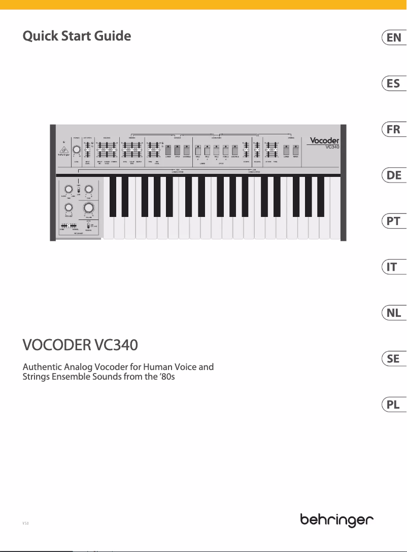 Page n°1 - Guide de démarrage rapide Behringer Vocoder VC340