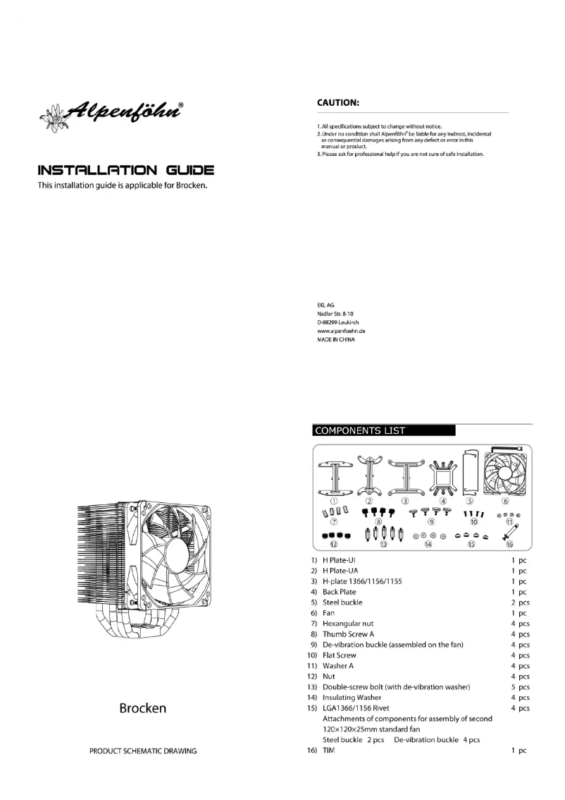 Page 1 de la notice Manuel utilisateur Alpenföhn Brocken