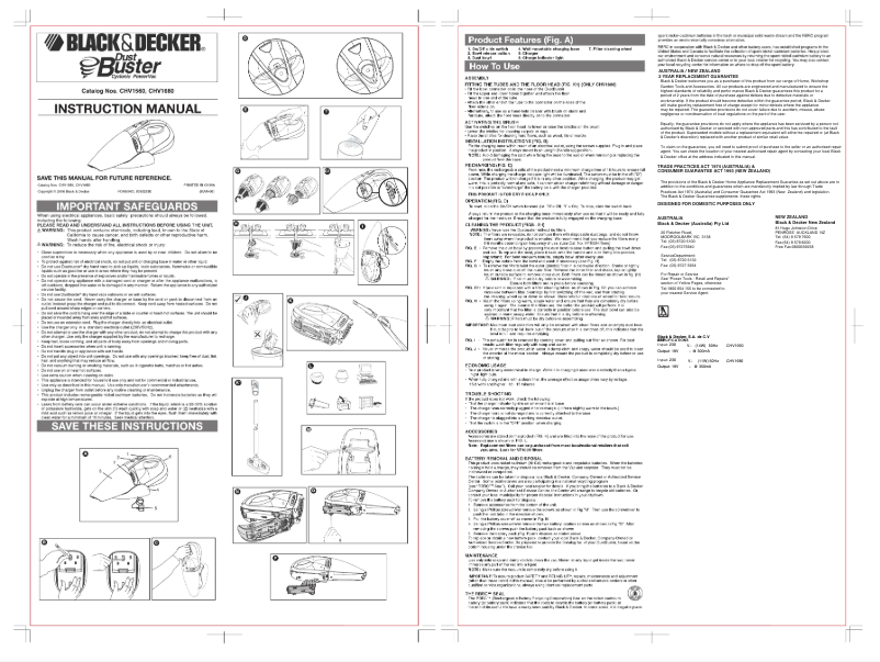Page 1 de la notice Manuel utilisateur Black & Decker CHV1560