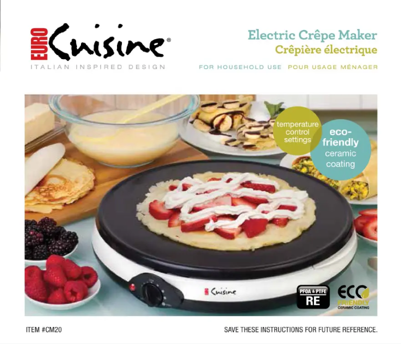 Page n°1 - Manuel utilisateur Euro Cuisine CM20