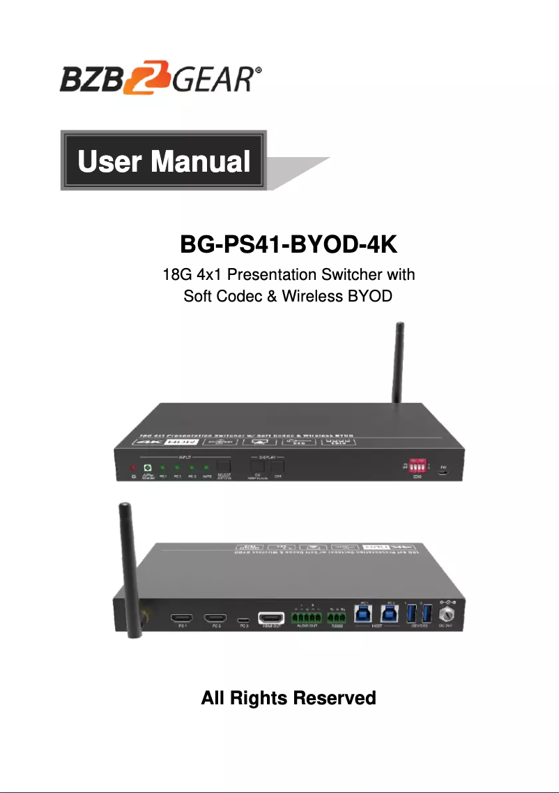 Page 1 de la notice Manuel utilisateur BZBGear BG-PS41-BYOD-4K