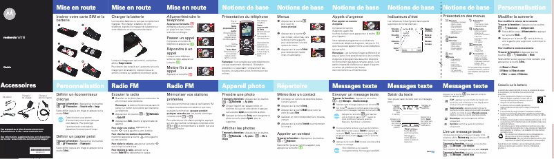 Page n°1 - Manuel utilisateur Motorola W218