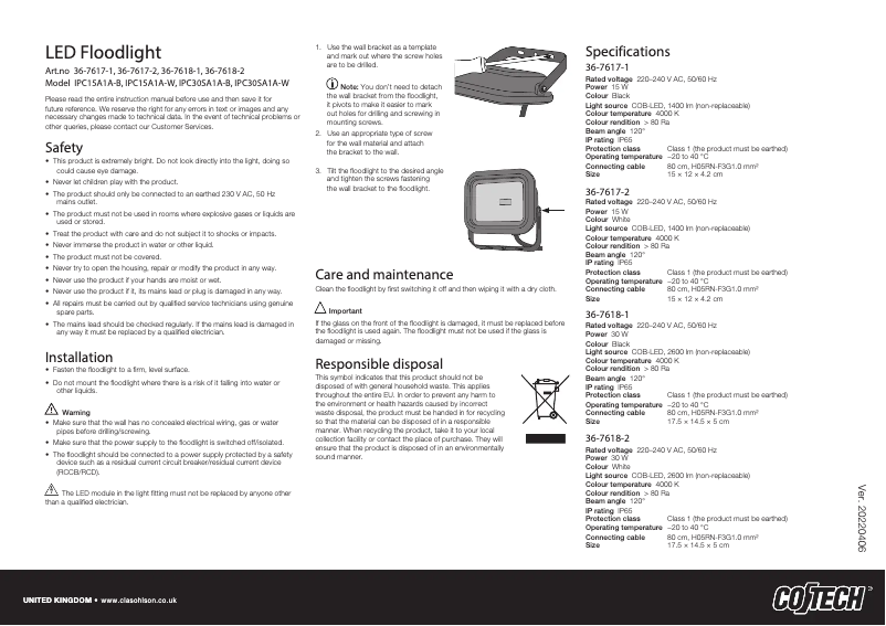 Page n°1 - Manuel utilisateur Cotech IPC30SA1A
