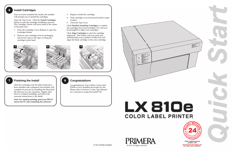 Page 1 de la notice Manuel utilisateur Primera LX810e