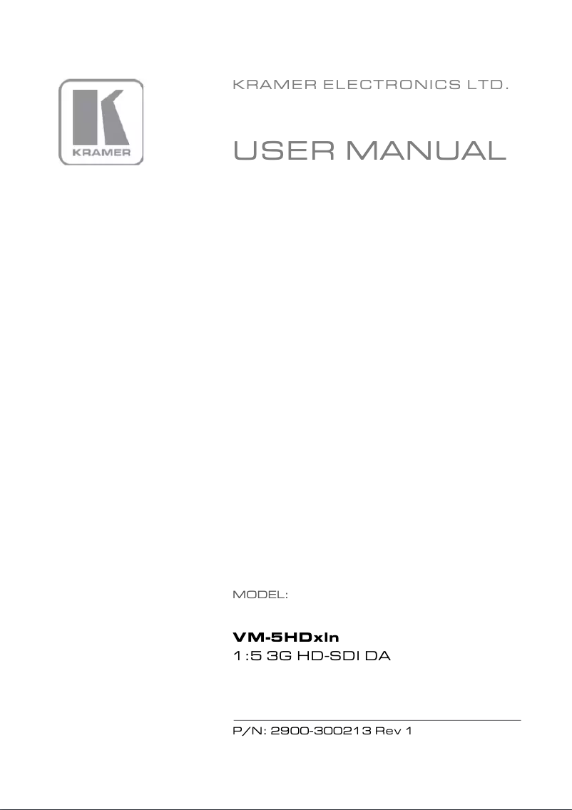 Page 1 de la notice Manuel utilisateur Kramer VM-5HDxln