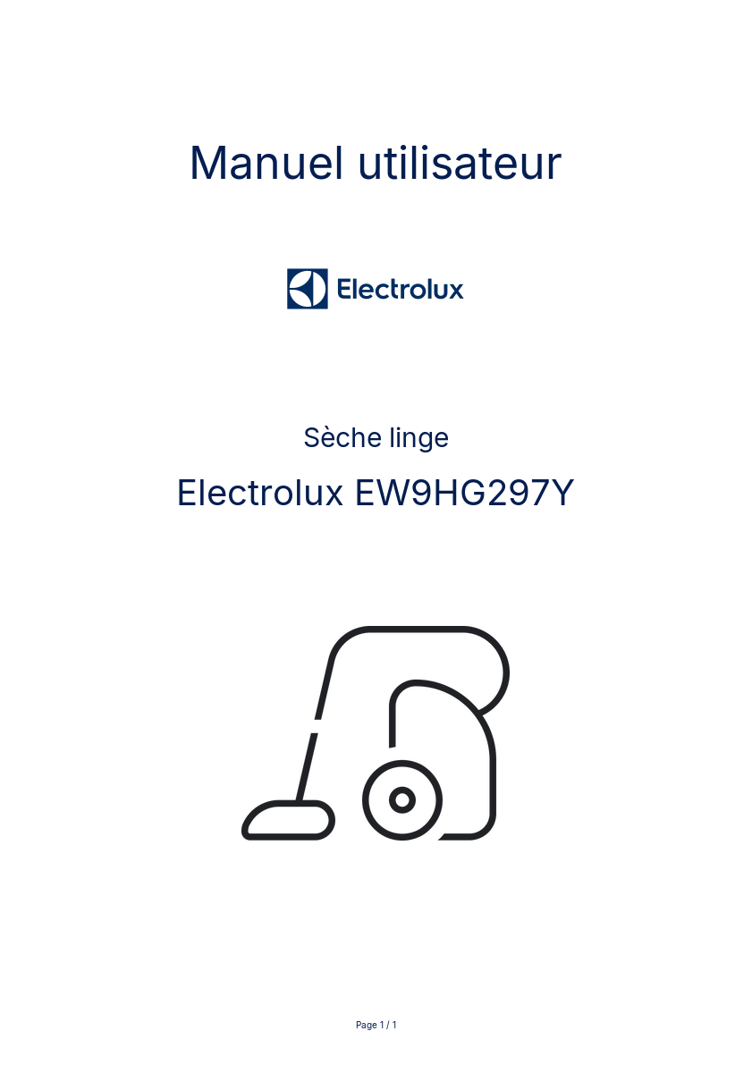 Page n°1 - Manuel utilisateur Electrolux EW9HG297Y