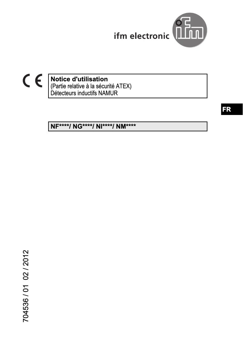 Page 1 de la notice Manuel utilisateur IFM NF501A