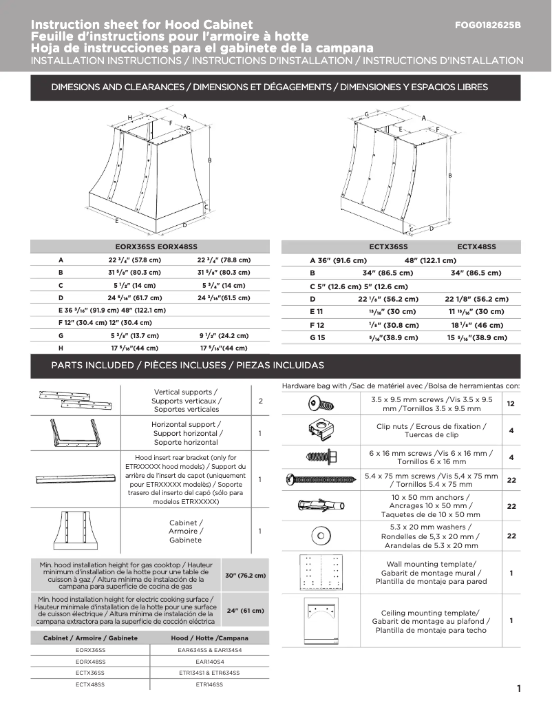 Page 1 de la notice Manuel utilisateur Elica Catania ECTX48SS
