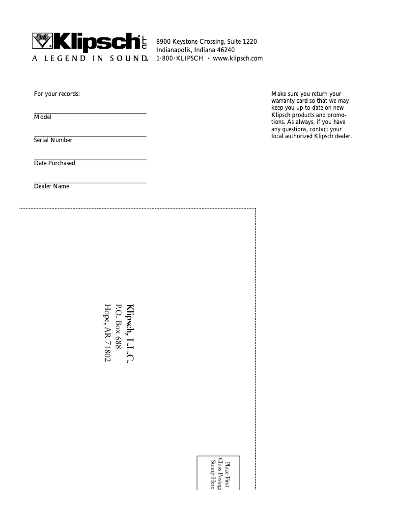 Page 1 de la notice Manuel utilisateur Klipsch KAW 1.1 Synergy