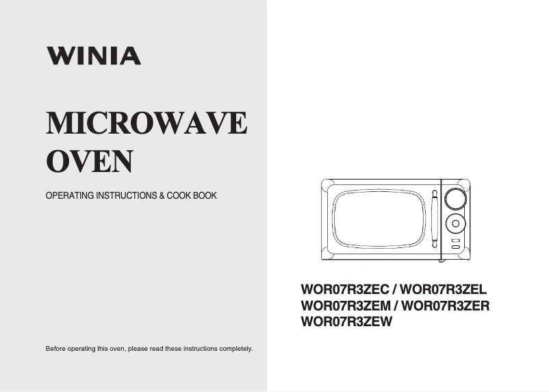 Page n°1 - Manuel utilisateur Winia WOR07R3ZEC