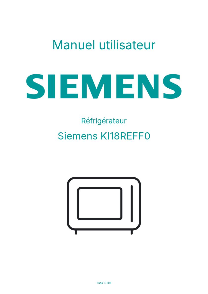 Image de la première page du manuel de l'appareil KI18REFF0