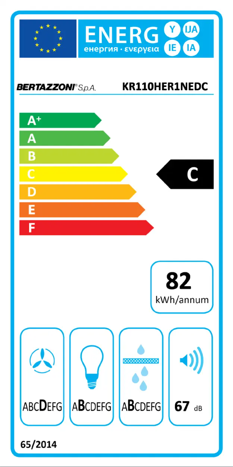 Page 1 de la notice Label énergétique Bertazzoni KR110HER1NEDC