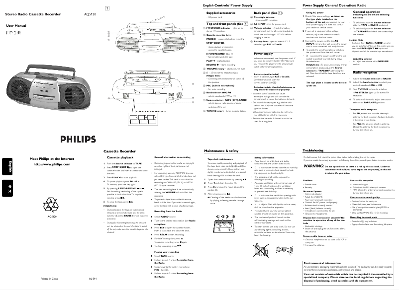 Page n°1 - Manuel utilisateur Philips AQ5120
