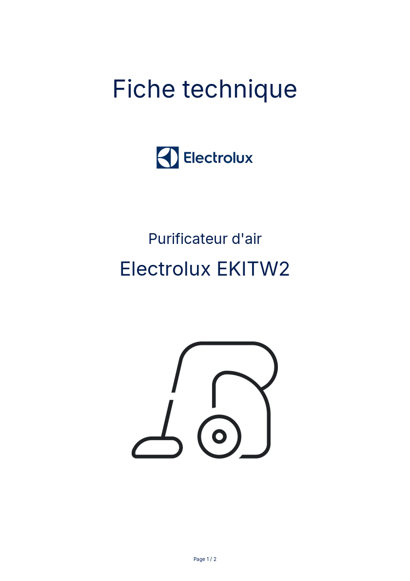 Page n°1 - Fiche technique Electrolux EKITW2