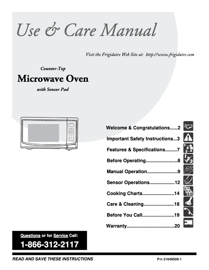 Page n°1 - Mode d'emploi Frigidaire FFMO1611LW