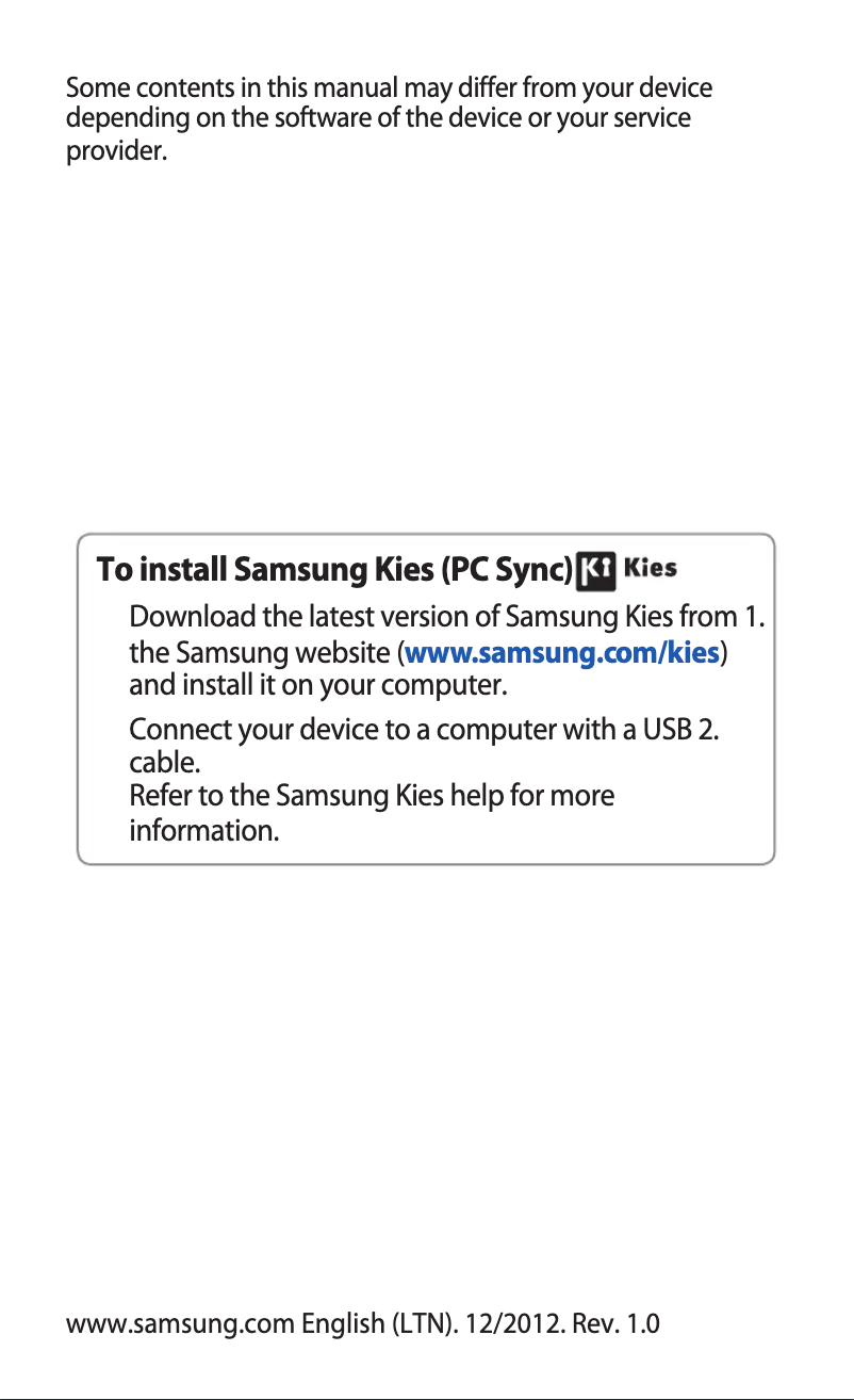 Imagen de la primera página del manual del dispositivo Galaxy Pocket Plus