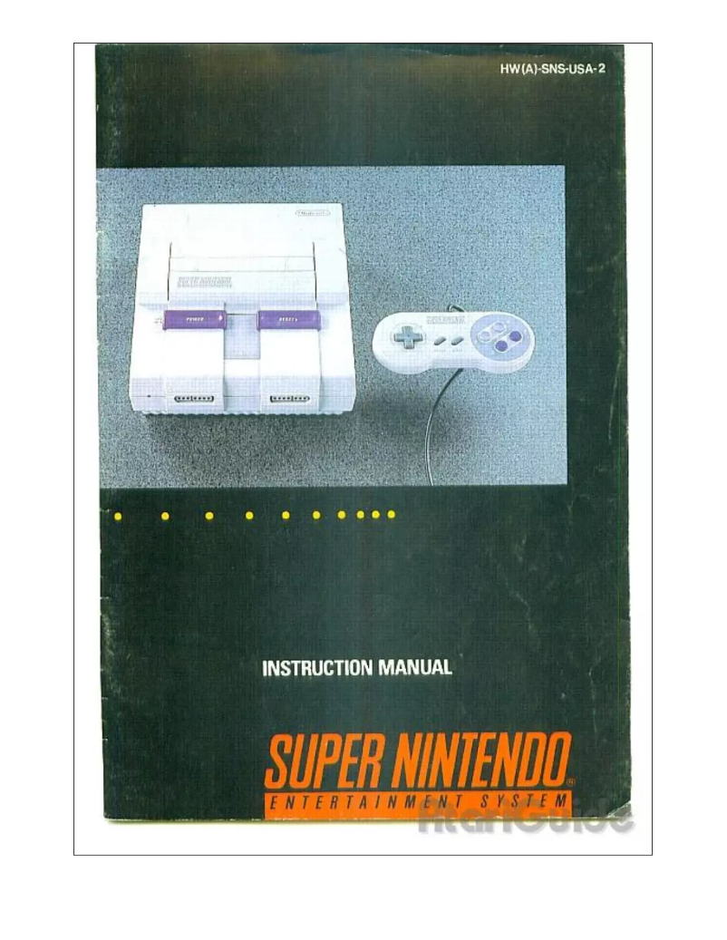 Image de la première page du manuel de l'appareil SNES
